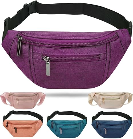 Fanny Pack for Women Fashionable,Fashion Waist Bag Purse,Belt Bag for Travel Walking Running Hiking Cycling,Easy Carry Any Phone,Wallet (Purple)