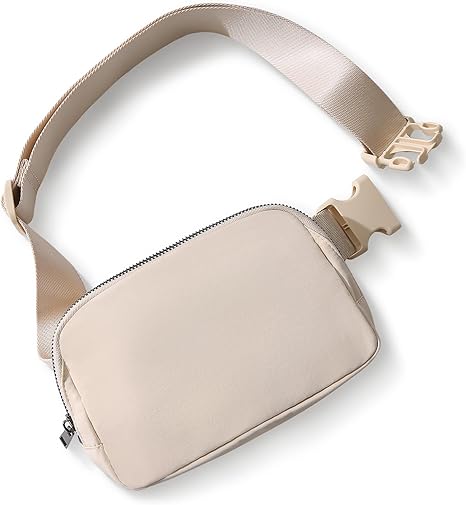 Belt Bag Fanny Pack Crossbody Bags for Women Men, Everywhere, Water Resistant Waist Packs, Beige