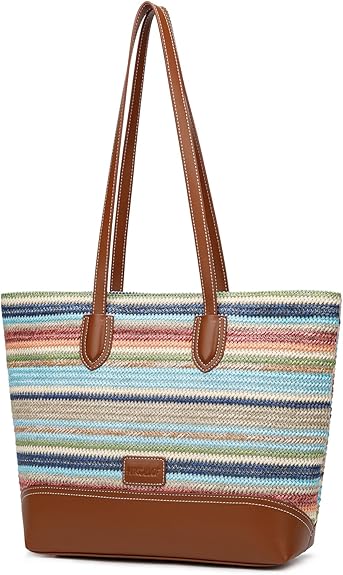 Tote Bag for Women,Woven Shoulder Bag for Woman Vegan Leather Hobo Purse Satchel Handbags With Zipper Pockets
