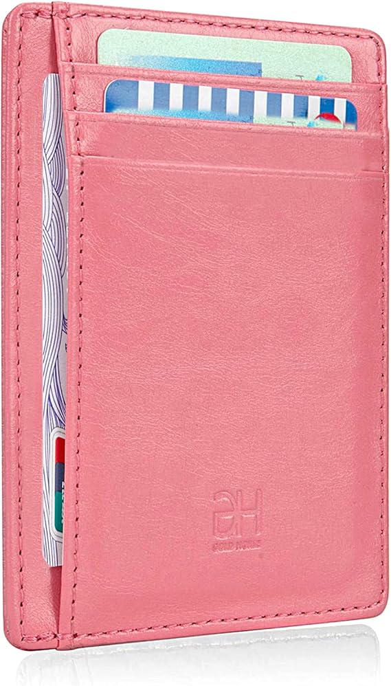  RFID Blocking Card Holder Minimalist Leather Front Pocket Wallet for Women