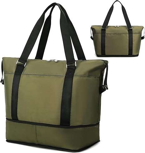 Waterproof Weekender Bag Carry On Tote Bags for Women, Travel Essentials Sport Gym Bag for Men(Dark Green)