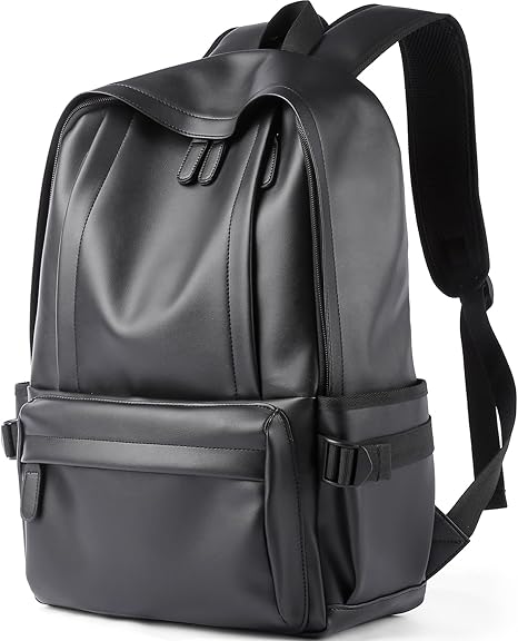 Leather Travel Backpack For Men Water-Repellent Carry On Back Pack For Travel Business Work computer Backpacks Fit 15.6" Laptop