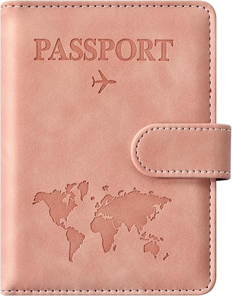  Passport Holder for Travel Essentials, Passport Wallet Cover Case for Travel Must Haves Accessories,Passport Book Holders for Women and Men(light pink)