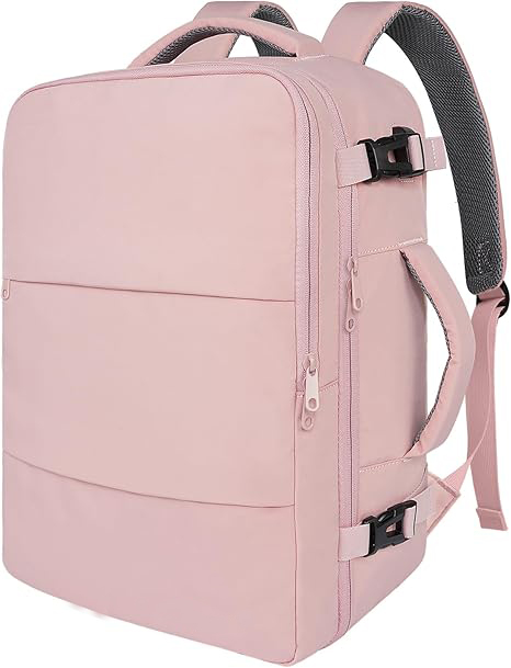 Travel Backpack for Women, Carry On Backpack with USB Charging Port & Shoe Pouch, TSA 15.6inch Laptop Mochila Flight Approved, Nurse Bag Casual Daypack for Weekender Business Hiking, Pink