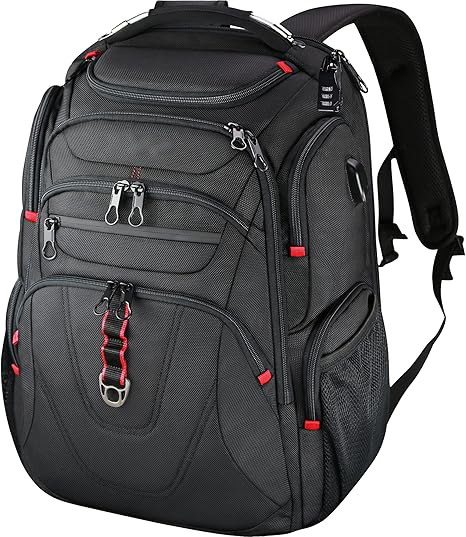  Friendly Travel Laptop Backpack 17.3 inch XL Computer Backpack Water-Repellent College Daypack Business Backpack with RFID Pockets & USB Port for Men/Women-Black
