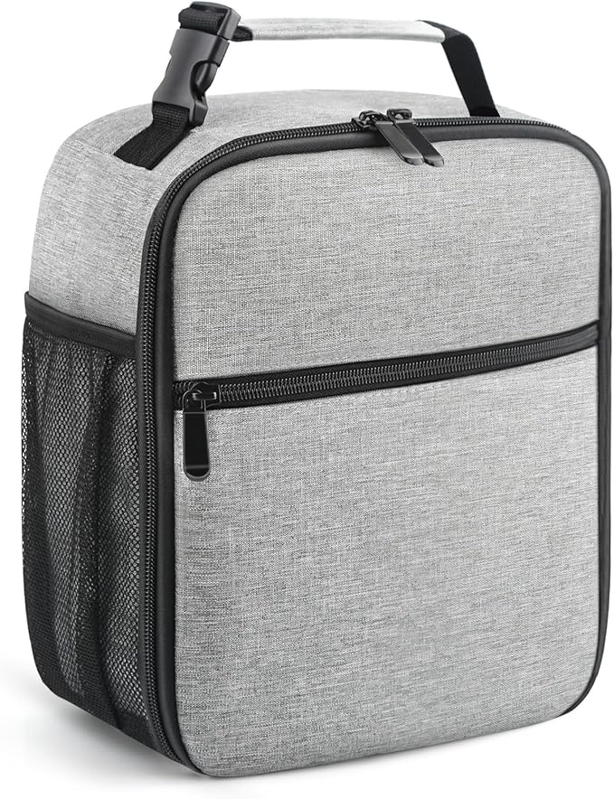 Lunch Bag for Men/Women, Reusable Lunchbox for Adult, Small Insulated Lunch box, Lunch Tote Bag for Office, Work, Picnic - Grey