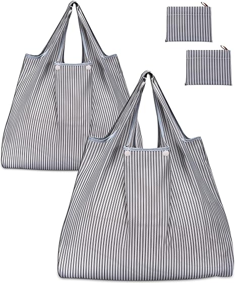  Reusable Grocery Bags, Eco-Friendly Folding Tote Shopping Bag fits in Pocket, Washable Waterproof Nylon Pouch Bags