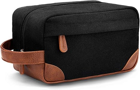Toiletry Bag Hanging Dopp Kit for Men Water Resistant Canvas Shaving Bag with Large Capacity for Travel- Black